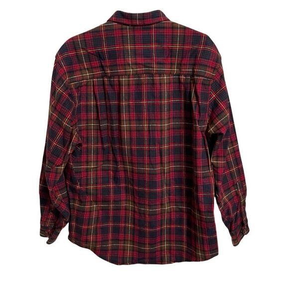 Eddie Bauer Cotton Thick Flannel Button Down Shirt Red Blue Size MED - Picture 5 of 7